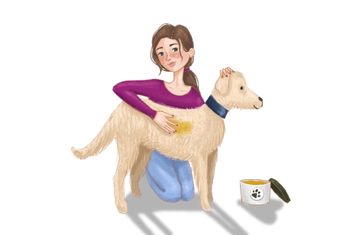 Frau mit Hund und Propolis Salbe