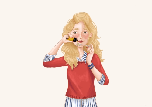 Frau nimmt Propolis Tropfen