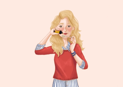 Frau mit Propolis Tropfen