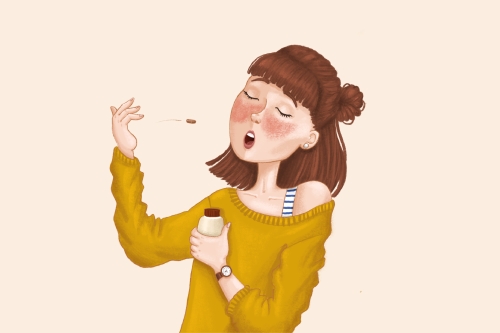 Frau mit Propolis Kapseln